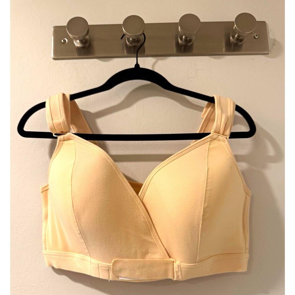 Beige Wireless T-Shirt Bra 38C Hook & Eye Adjustable Straps Cotton Blend